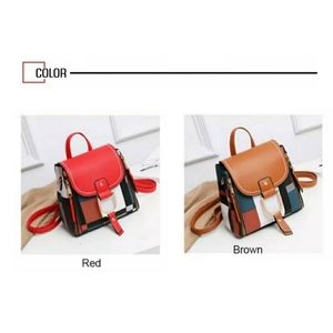 Fashion Women PU Leather Backpack - RED